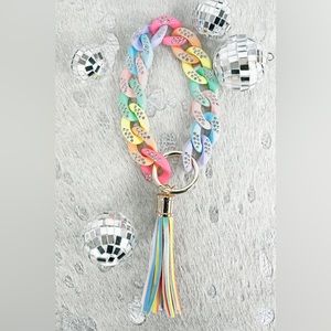 Rainbow Sparkle Chain Link Bracelet Keychain